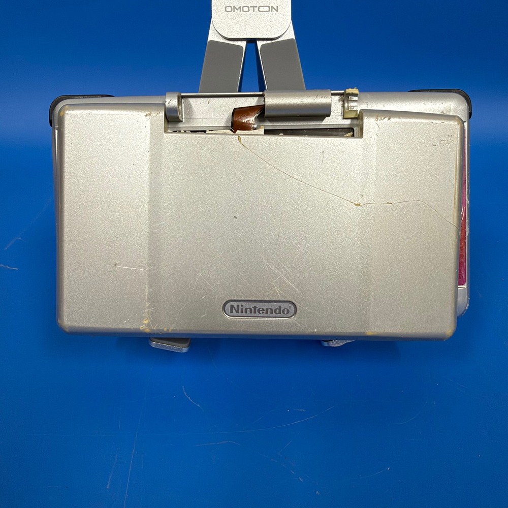Nintendo DS Original Silver Handheld Console NTR-001 Broken Hinge Functional